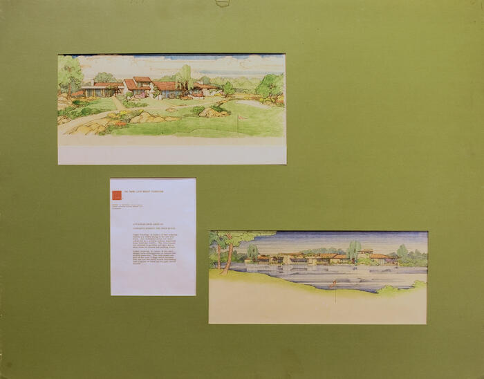 Presentation Board: Perspectives of Townhouses and Program Text, Masterplan for Arizona Biltmore Estates (1973)