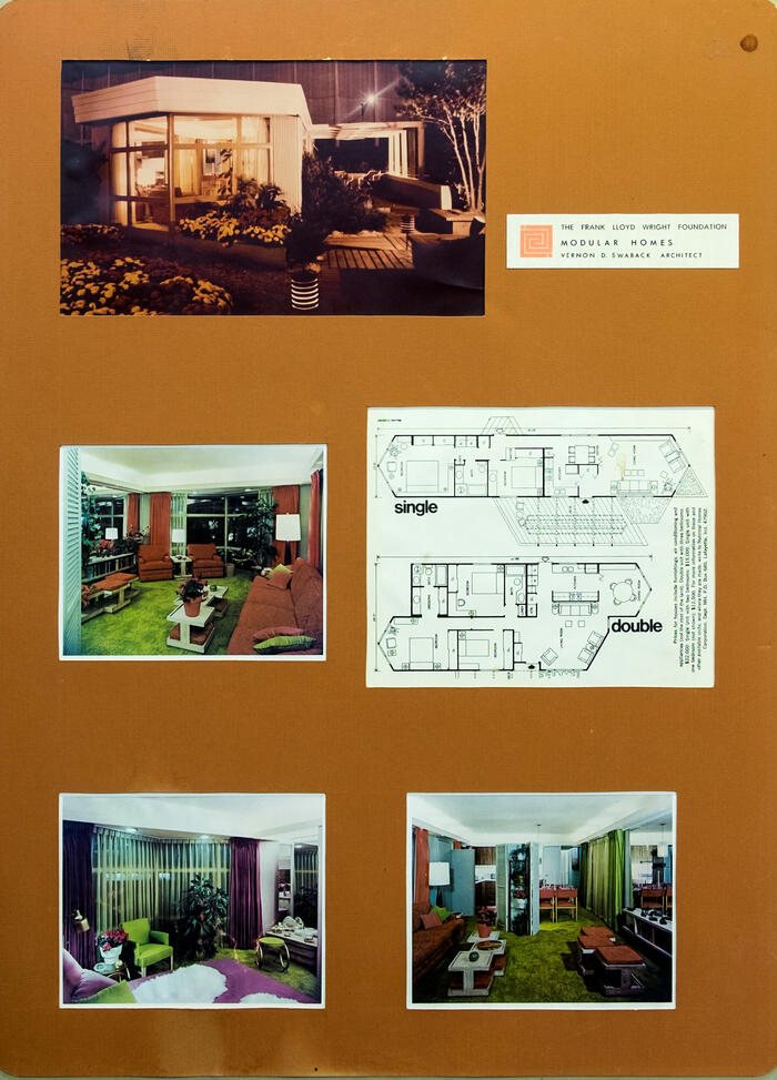 Presentation Board: Plan and Photographs of Modular Home, National Homes Production Housing (1972/1973)