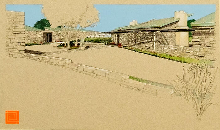 Perspective View, House Concepts for Taliesin Gates Residential Community (1985)