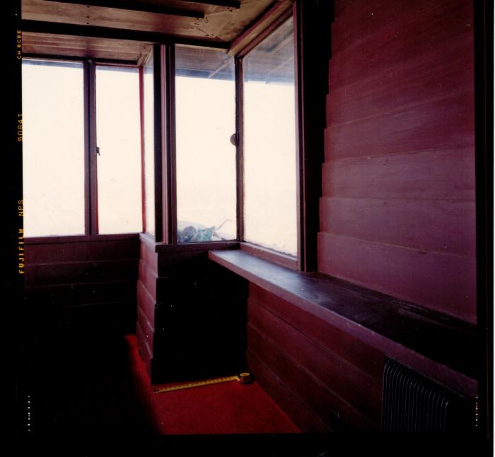 Interior View Showing Corner Window With Shelving, Retreat for Eleanor Oboler ("Eleanor's Retreat")