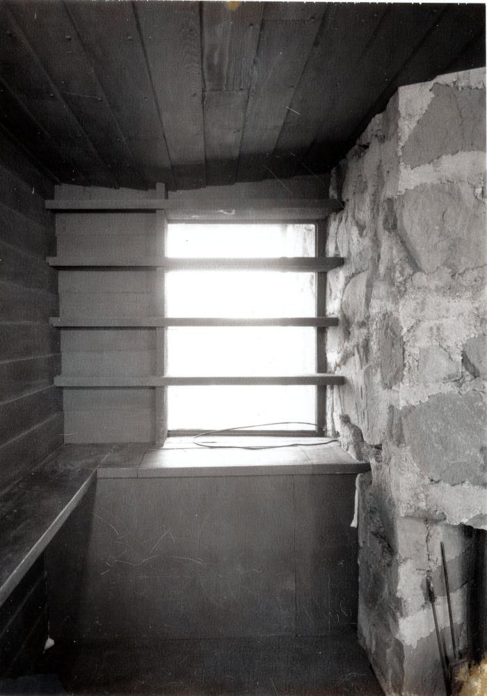 Interior View Showing Corner Window With Shelving, Retreat for Eleanor Oboler ("Eleanor's Retreat")