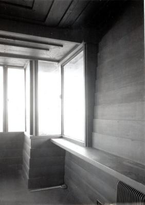 Interior View Showing Corner Window With Shelving, Retreat for Eleanor Oboler ("Eleanor's Retreat")