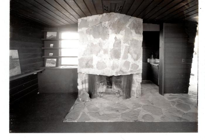 Interior View Showing Fireplace, Retreat for Eleanor Oboler ("Eleanor's Retreat")