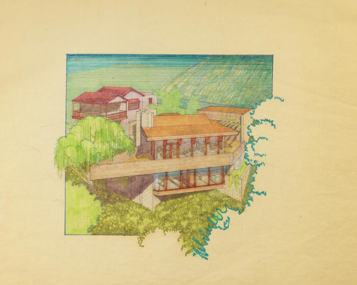Aerial Perspective View, House for Charles and Thelma Culp
