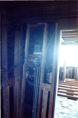 View Showing Wall Framing and Electrical Installation, Retreat for Eleanor Oboler ("Eleanor's Retreat")