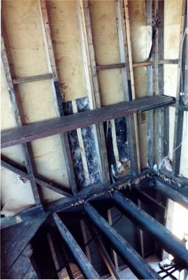 View of Burned Floor Joists,  Retreat for Eleanor Oboler ("Eleanor's Retreat")