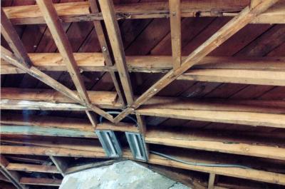 View Showing Ceiling Frame Adjacent to Fireplace, Retreat for Eleanor Oboler ("Eleanor's Retreat") 