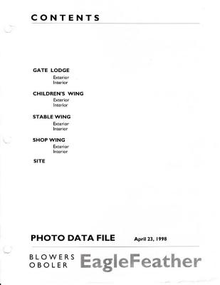 Masterplan of Arch Oboler Estate for Dorothy Blowers, Photo Data File 2: Title Page 2