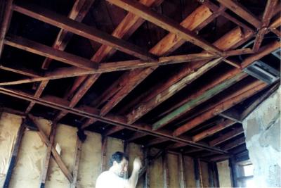 View Showing Ceiling Frame and Rafters, Retreat for Eleanor Oboler ("Eleanor's Retreat")