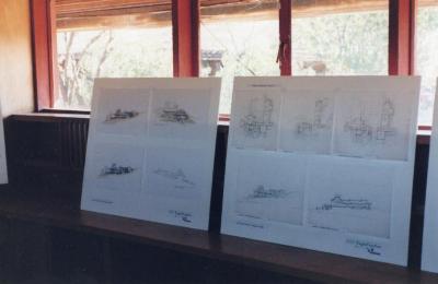 Masterplan of Arch Oboler Estate for Dorothy Blowers, Photo Data File 2: View of Drawing Panels Showing New House Design