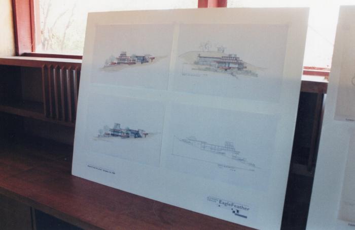 Masterplan of Arch Oboler Estate for Dorothy Blowers, Photo Data File 2: View of Drawing Panels Showing New House Design