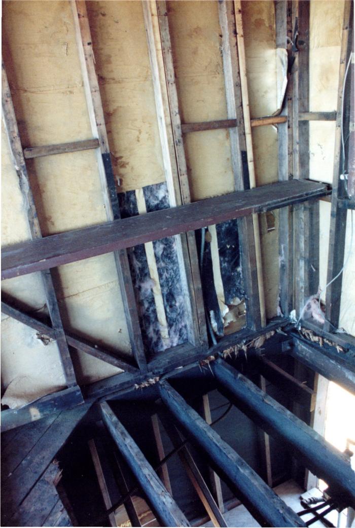 View of Burned Floor Joists,  Retreat for Eleanor Oboler ("Eleanor's Retreat")