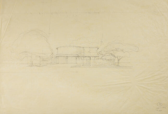 Street Elevation, House for Kenn and Lydia Himes, scheme 2, project (1979)
