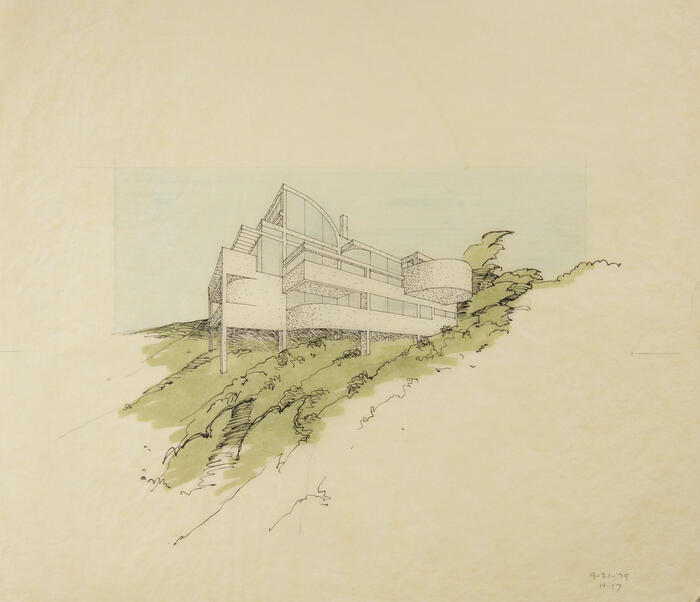 Perspective View, House for Kenn and Lydia Himes, scheme 1, project (1979)