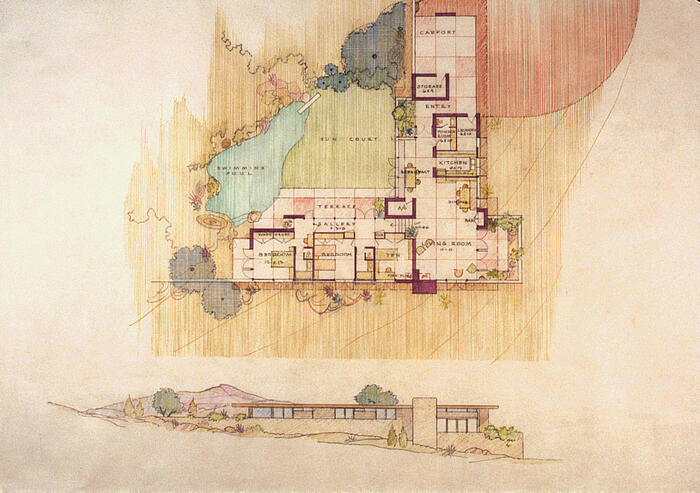 Floor Plan and Elevation, House for Great Western Cities, Inc. (1977)