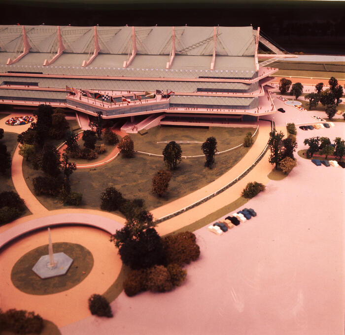 Partial Front View of Model, Pavilion for Belmont Park Racetrack