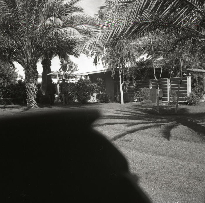 Rear Perspective View (William Wesley Peters, left), Studio for Mrs. Henry R. Luce at Arizona Biltmore Estates