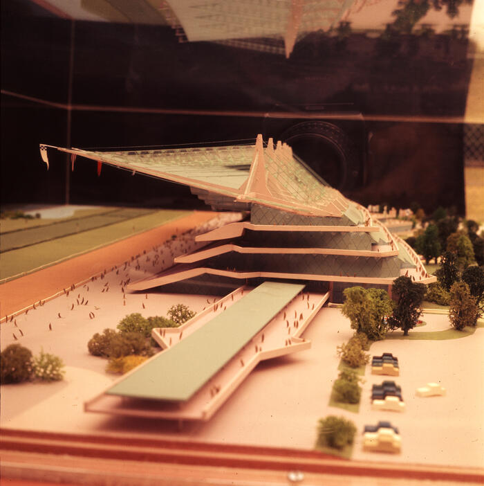 Side View of Model, Pavilion for Belmont Park Racetrack