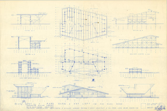 Plans, Sections, and Elevations: Mare Barn and Hay Loft for Diana Dodge [Montpellier, Virginia] (1975)