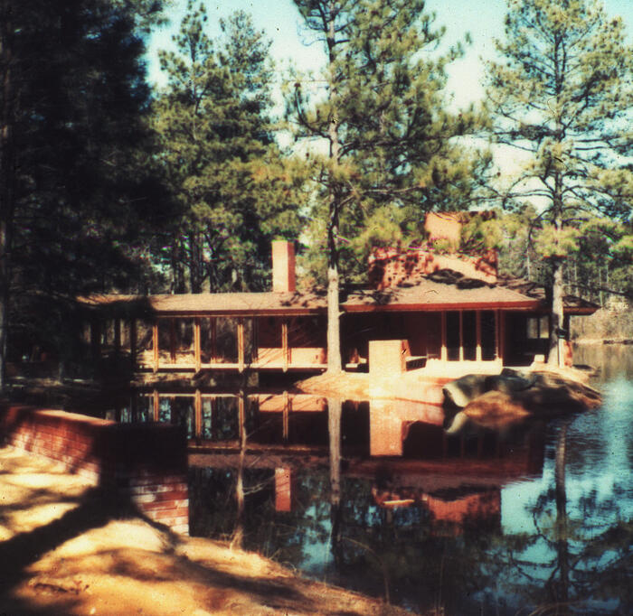 Exterior View of Island Cottage, looking north: House and Estate Buildings for Diana Dodge ("Ponds and Pines") [Pinehurst, North Carolina] (1973)