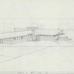 Perspective View: Farm Cottage for Diana Dodge ("Candari") (1958)