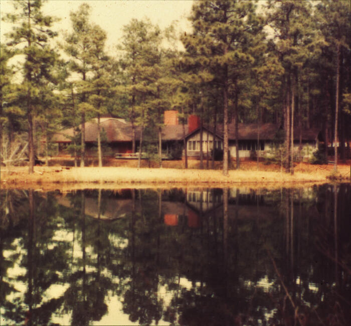 View of Stables and Manager's Apartment: House and Estate Buildings for Diana Dodge ("Ponds and Pines") [Pinehurst, North Carolina] (1973)