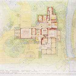 Floor Plan, Stables and Manager's Apartment: House and Estate Buildings for Diana Dodge ("Ponds and Pines") [Pinehurst, North Carolina] (1973)