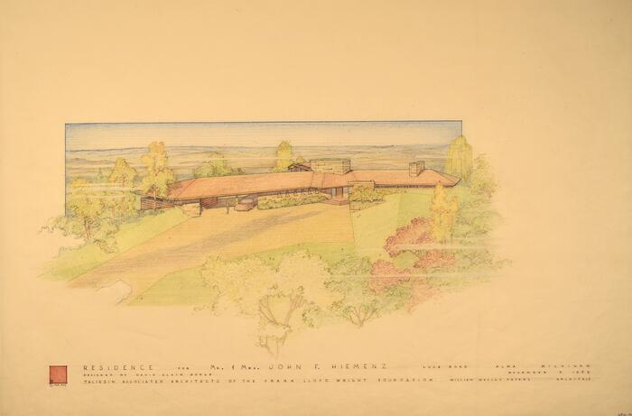 Presentation Drawing: Aerial Perspective View, House for John F. Hiemenz