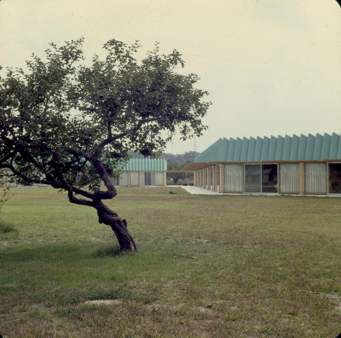 View Across Courtyard Toward Guest Room Wings, Snow Flake Motel for Mr. and Mrs. Sarkasian