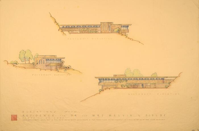 Presentation Drawing: Elevations, House for Melvin L. Fields