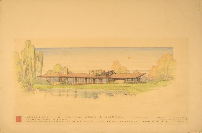 Presentation Drawing: Perspective View, House for John F. Hiemenz