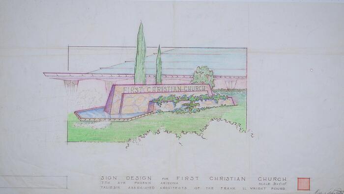 Perspective View of Design for Entry Sign, First Christian Church
