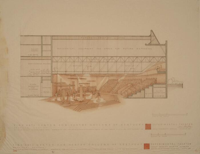 Drawing: Cross Section of Experimental Theater, Art Center Complex for Centre College