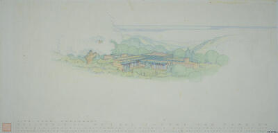 Drawing: Aerial Perspective View, House for Eugene Van Talenen