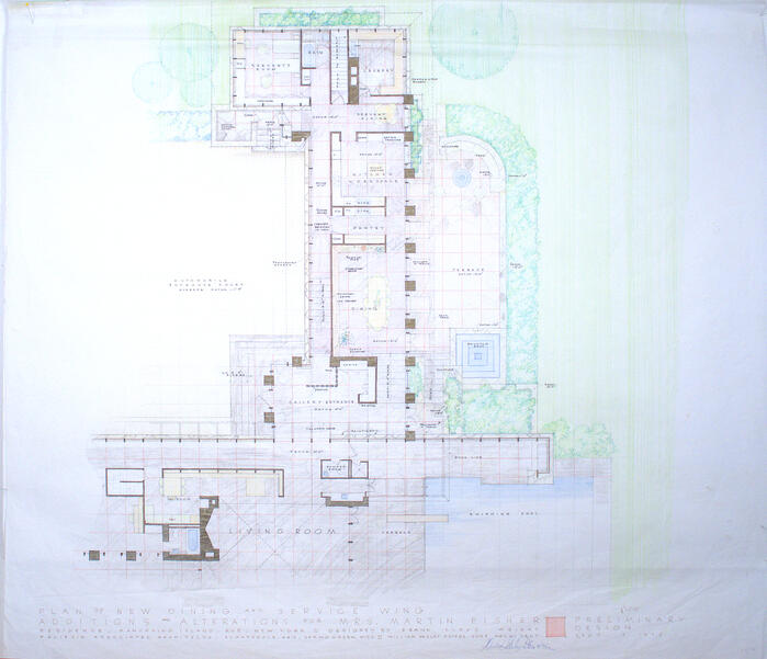 Drawing: Plan of New Dining Room and Service Wing, Addition for Martin Fisher to the Maximillian Hoffman House