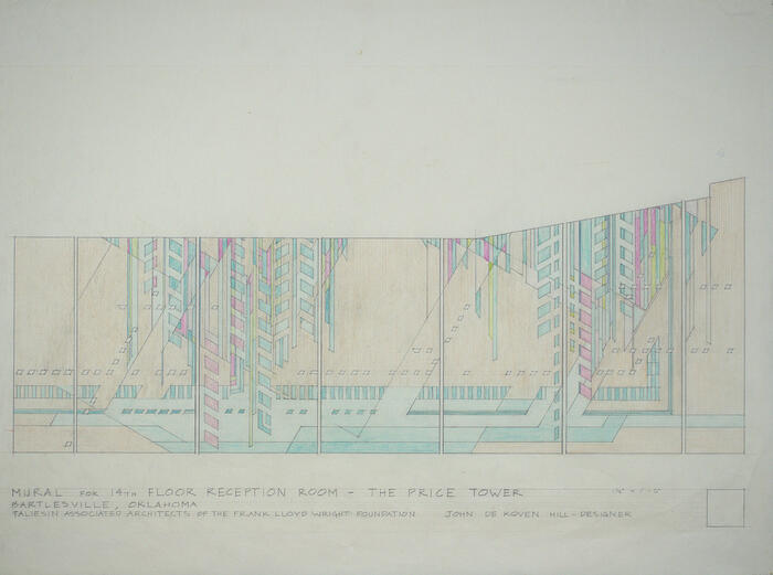 Drawing: Mural Design for 14th Floor Reception Room, Renovations to Building for the H. C. Price Company ("Price Tower")