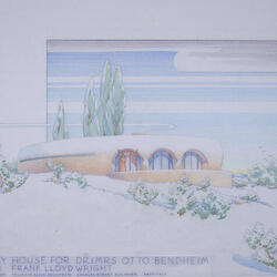 Drawing: Perspective View In Winter, House for Rodney Bendheim