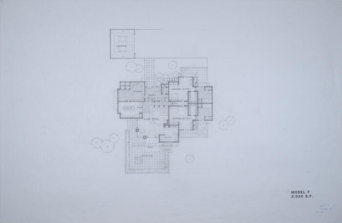 Drawing: Floor Plan of Model F, Hillside Villas for the Lyle Anderson Corporation at Desert Highlands