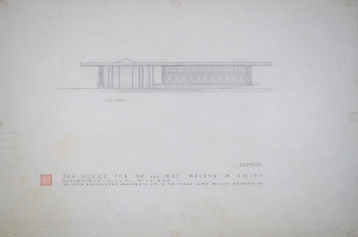 Drawing: Elevation of Teahouse, Addition 1 to House for Melvyn Maxwell Smith