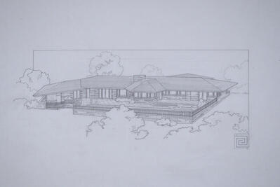 Drawing: Aerial Perspective View, House for Dr. and Mrs. Stephen Dudley