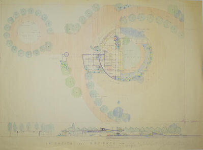 General Plan and Elevation, Desert Garden House for Dr. Joseph Rorke