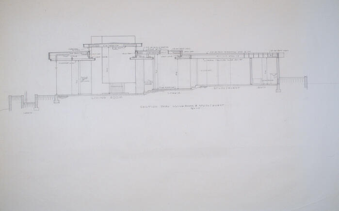 Drawing: Section of Villa, Hillside Villas for the Lyle Anderson Corporation at Desert Highlands