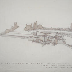 Drawing: Aerial Perspective View, Mortuary for Cecil LaCourse